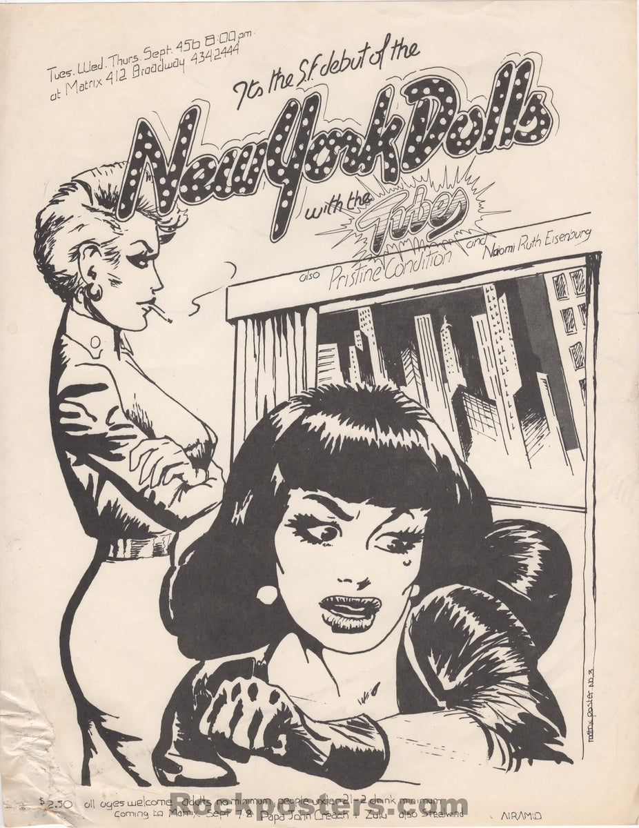 Handbill for the New York Dolls' San Francisco debut with The Tubes at the Matrix, 4-6 September 1973