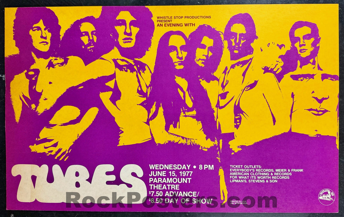 Concert poster: An Evening With Tubes, Paramount Theatre, Wednesday 15 June 1977